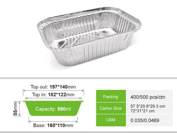FOIL MEDIUM CONTAINER 800ML 500/CTN | CON-F7419-800
