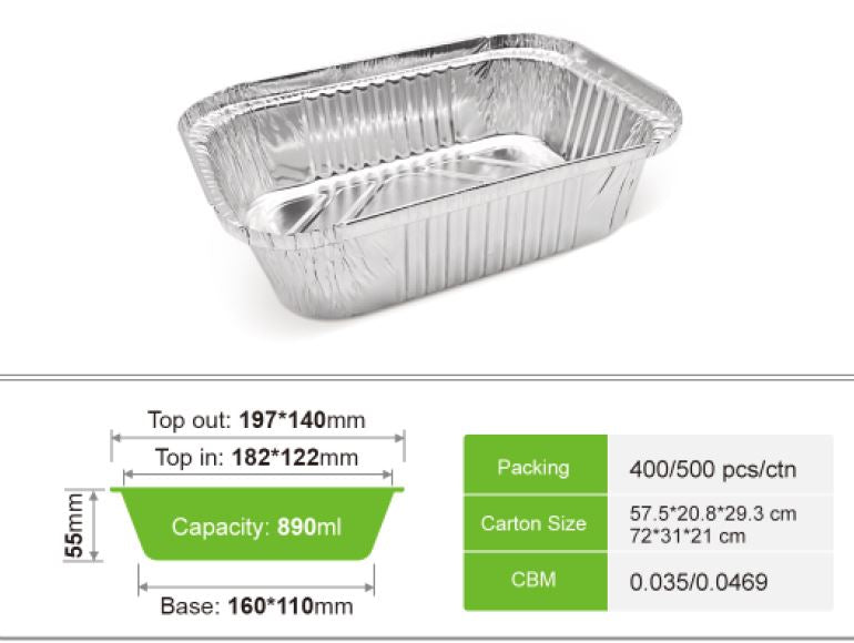 FOIL MEDIUM CONTAINER 800ML 500/CTN | CON-F7419-800