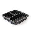 PREMIUM SQUARE CONTAINERS BASE & LIDS 3-COMPARTMENTS BLACK - ROYAL KINGS CO
