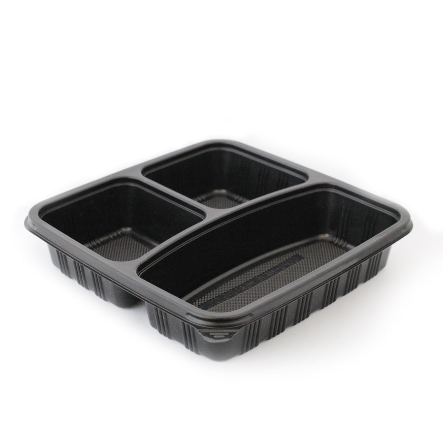 PREMIUM SQUARE CONTAINERS BASE & LIDS 3-COMPARTMENTS BLACK - ROYAL KINGS AU, CON-TF-SQ3C_PPSQ3