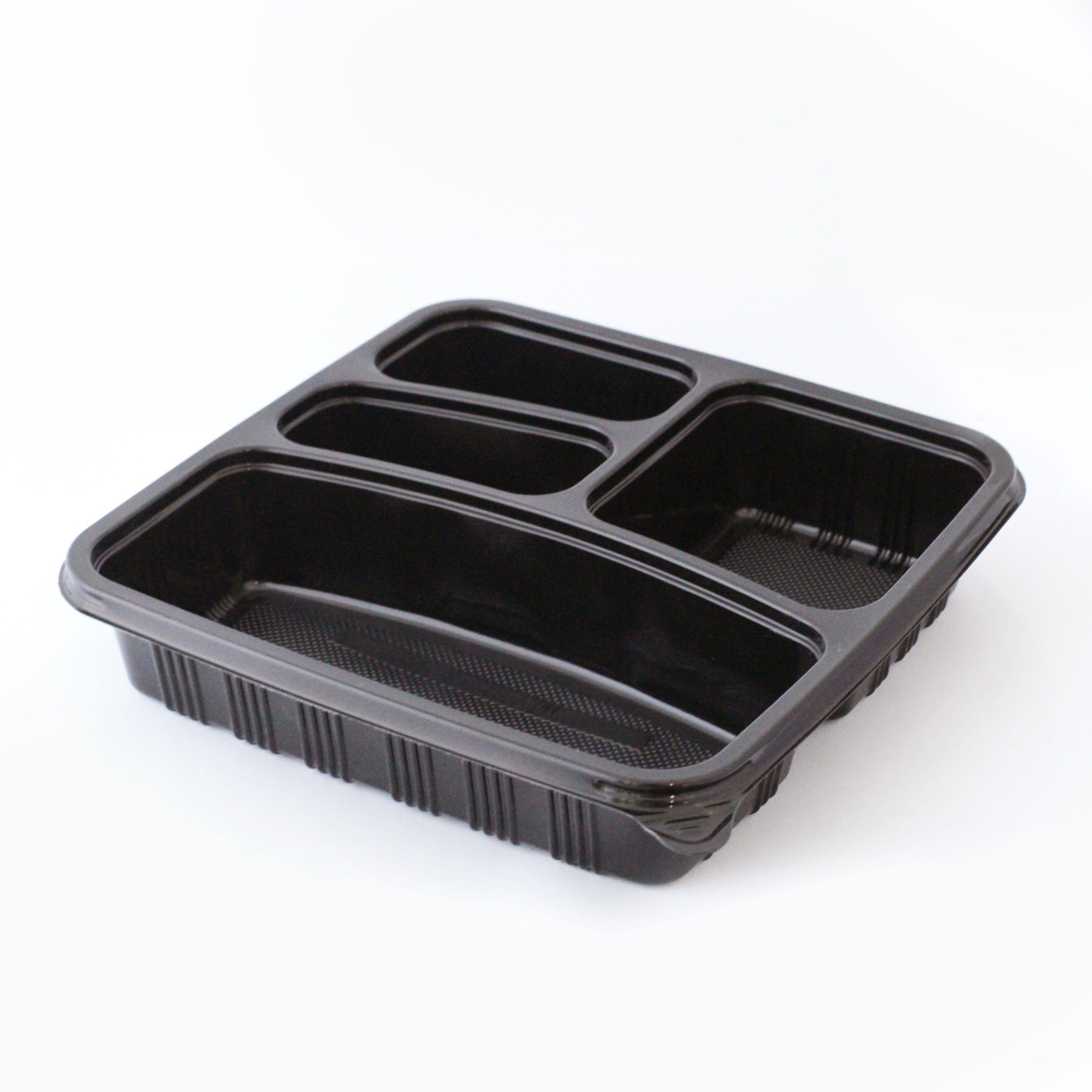 PREMIUM SQUARE CONTAINERS BASE & LIDS 4-COMPARTMENTS BLACK | PACKAGING ...