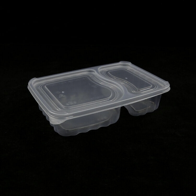 SET | 2 COMPARTMENTS CONTAINER CLEAR 200/100 SETS | CON-TF1623-2C-SET