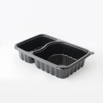 PREMIUM RECTANGULAR CONTAINERS 2-COMPARTMENTS 2 Compartment Meal Prep Containers (1623 SERIES) BLACK | CON-TF1623-2CBL-SET | ROYAL KINGS