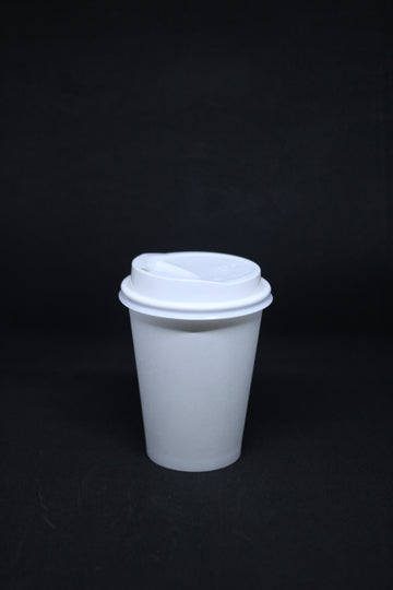 *BUNDLE 8OZ/230ML WHITE COFFEE CUPS & WHITE LIDS | 1000 SETS