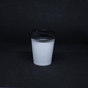 BUNDLE 8OZ/230ML WHITE COFFEE CUPS & BLACK LIDS | 1000 SETS
