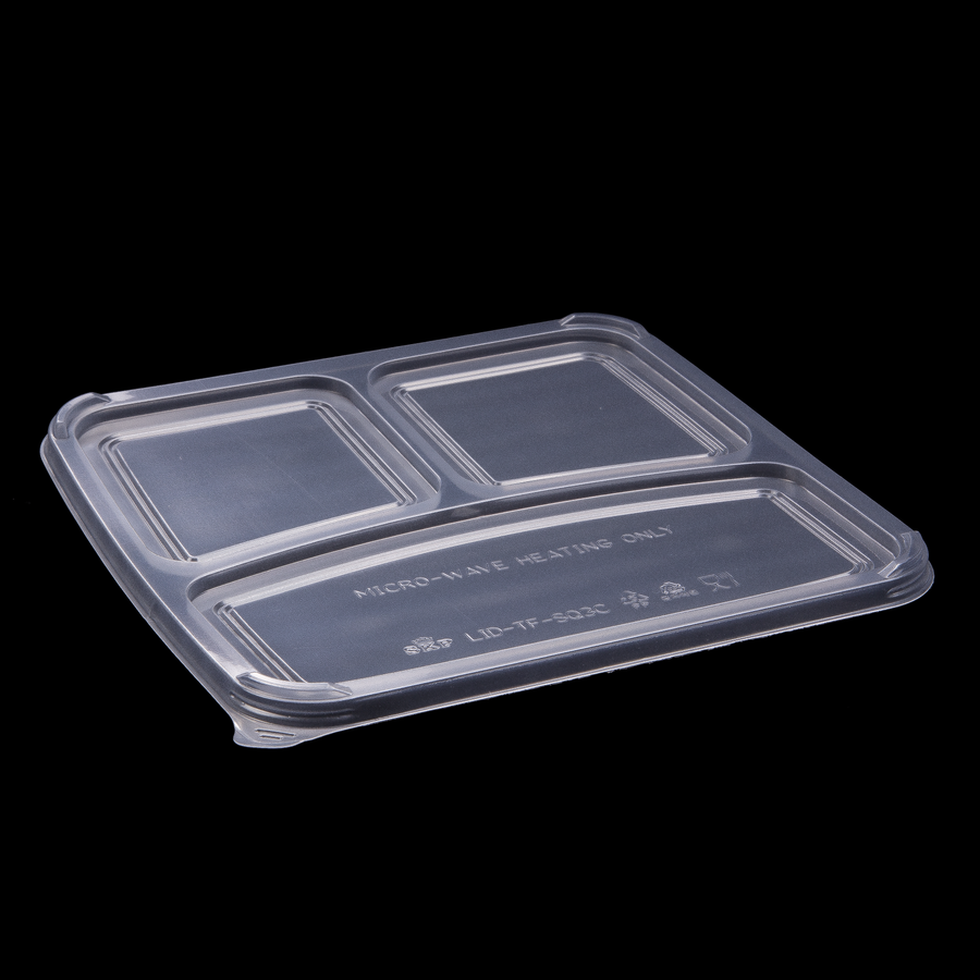 LID FOR PREMIUM SQUARE CONTAINERS 3-COMPARTMENTS (LID-TF-SQ3C) - ROYAL KINGS CO